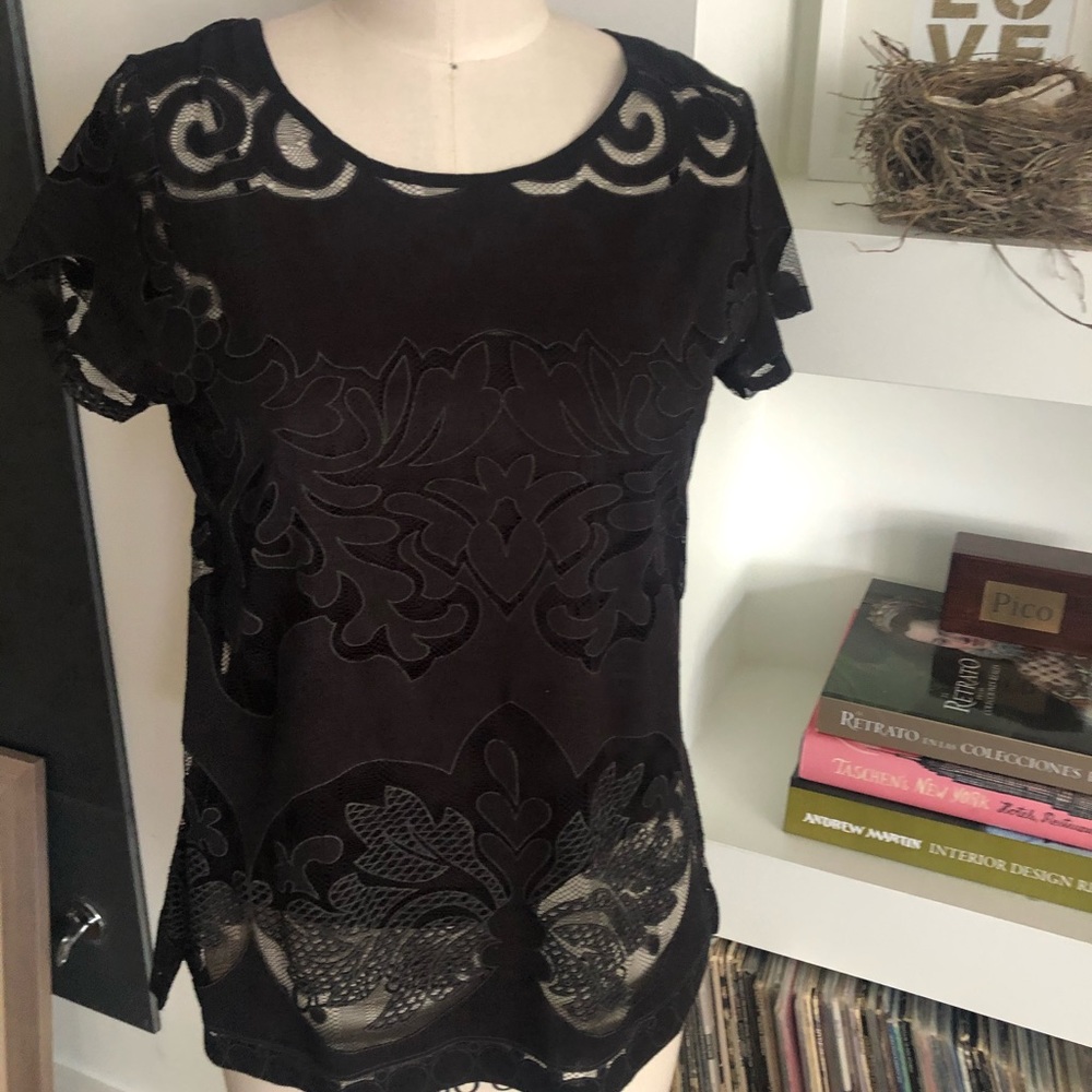 Black with Lace Detail Top